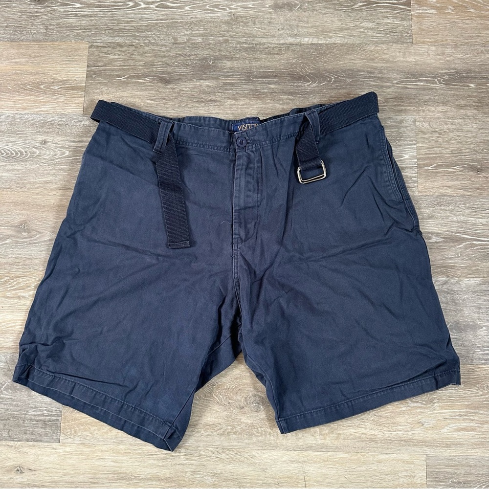 Visitor 100% cotton Golf Shorts Men’s 40 Navy Blue with matching cavas belt